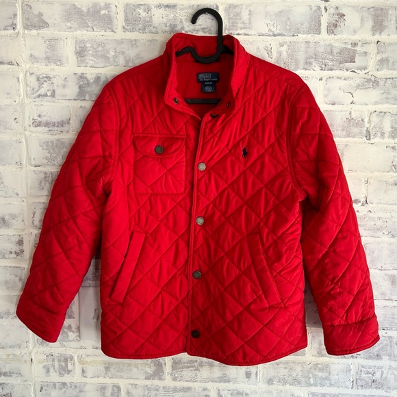 Polo Ralph Lauren Other - Polo Ralph Lauren Boys M (10-12) Red Quilted Button Up Jacket Coat